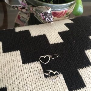 925 Sterling silver dangle heart earrings